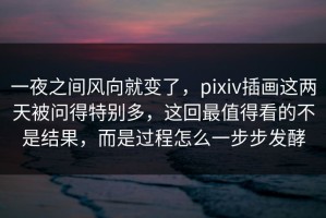 一夜之间风向就变了，pixiv插画这两天被问得特别多，这回最值得看的不是结果，而是过程怎么一步步发酵