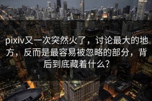 pixiv又一次突然火了，讨论最大的地方，反而是最容易被忽略的部分，背后到底藏着什么？