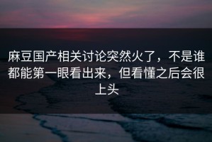 麻豆国产相关讨论突然火了，不是谁都能第一眼看出来，但看懂之后会很上头