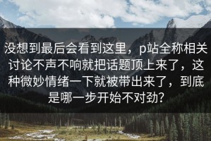 没想到最后会看到这里，p站全称相关讨论不声不响就把话题顶上来了，这种微妙情绪一下就被带出来了，到底是哪一步开始不对劲？