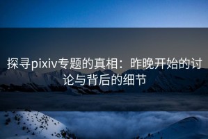 探寻pixiv专题的真相：昨晚开始的讨论与背后的细节