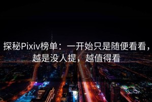 探秘Pixiv榜单：一开始只是随便看看，越是没人提，越值得看