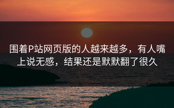 围着P站网页版的人越来越多，有人嘴上说无感，结果还是默默翻了很久