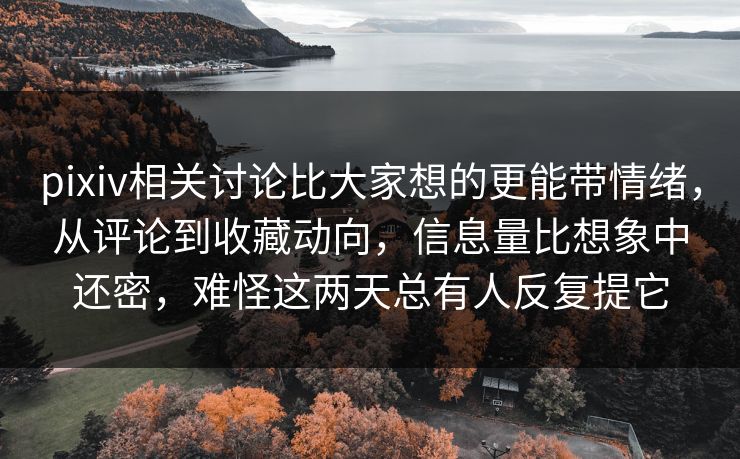 pixiv相关讨论比大家想的更能带情绪，从评论到收藏动向，信息量比想象中还密，难怪这两天总有人反复提它