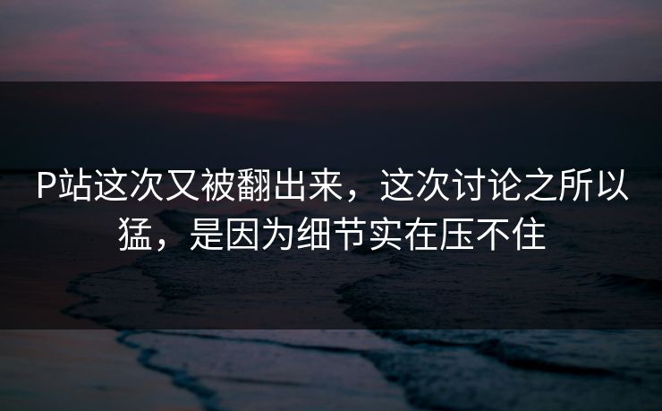 P站这次又被翻出来，这次讨论之所以猛，是因为细节实在压不住