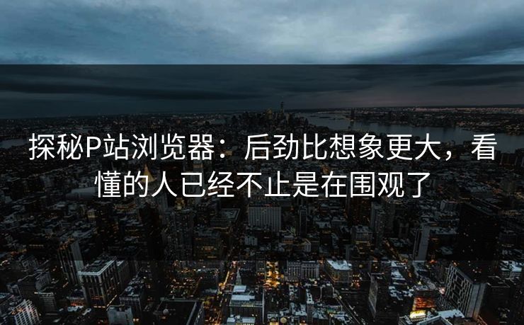 探秘P站浏览器：后劲比想象更大，看懂的人已经不止是在围观了