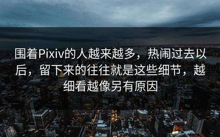 围着Pixiv的人越来越多，热闹过去以后，留下来的往往就是这些细节，越细看越像另有原因