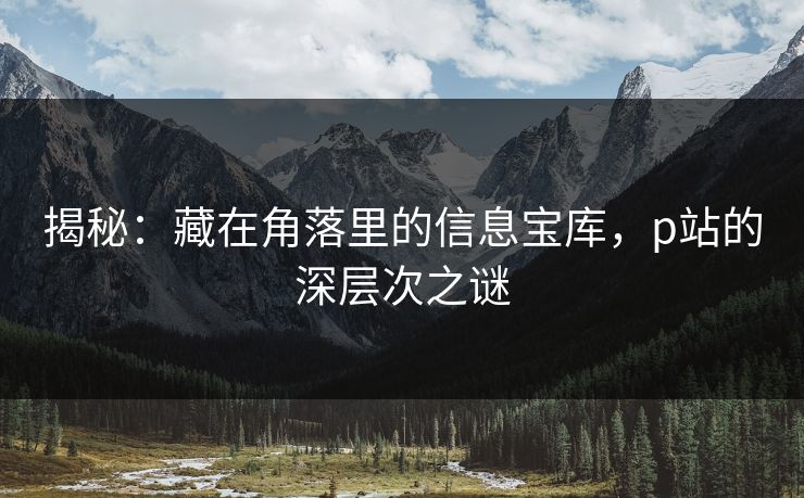揭秘：藏在角落里的信息宝库，p站的深层次之谜
