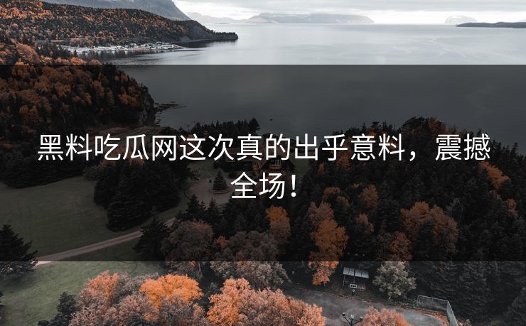 黑料吃瓜网这次真的出乎意料，震撼全场！